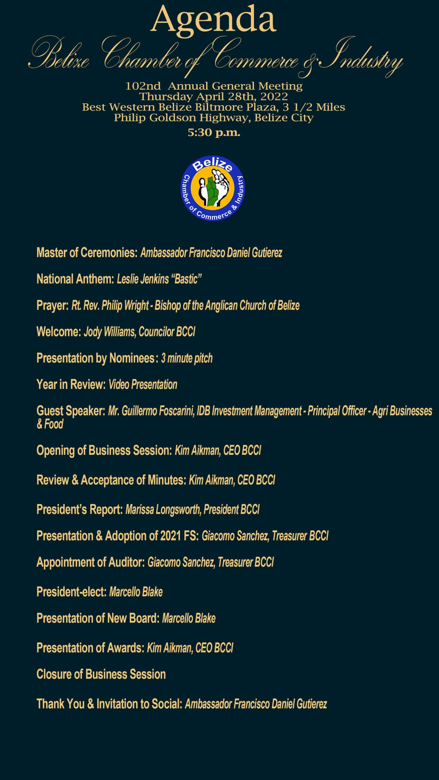 BCCI AGM 2023 - Belize Chamber of Commerce and Industry